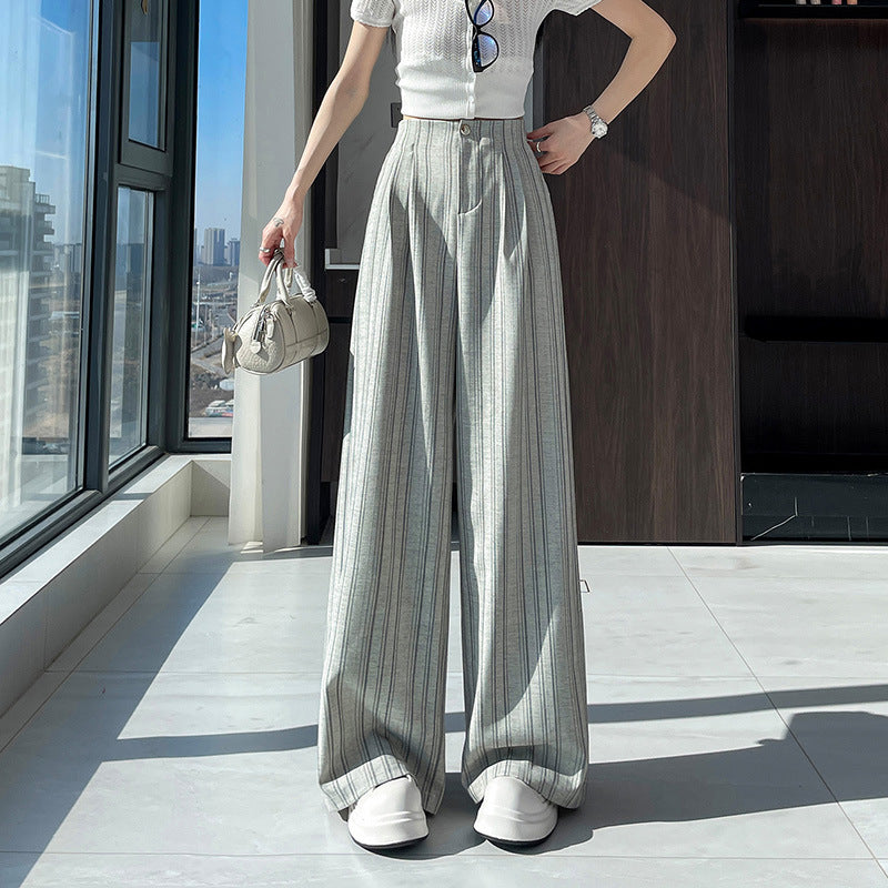 Striped Wide-Leg Casual Pants