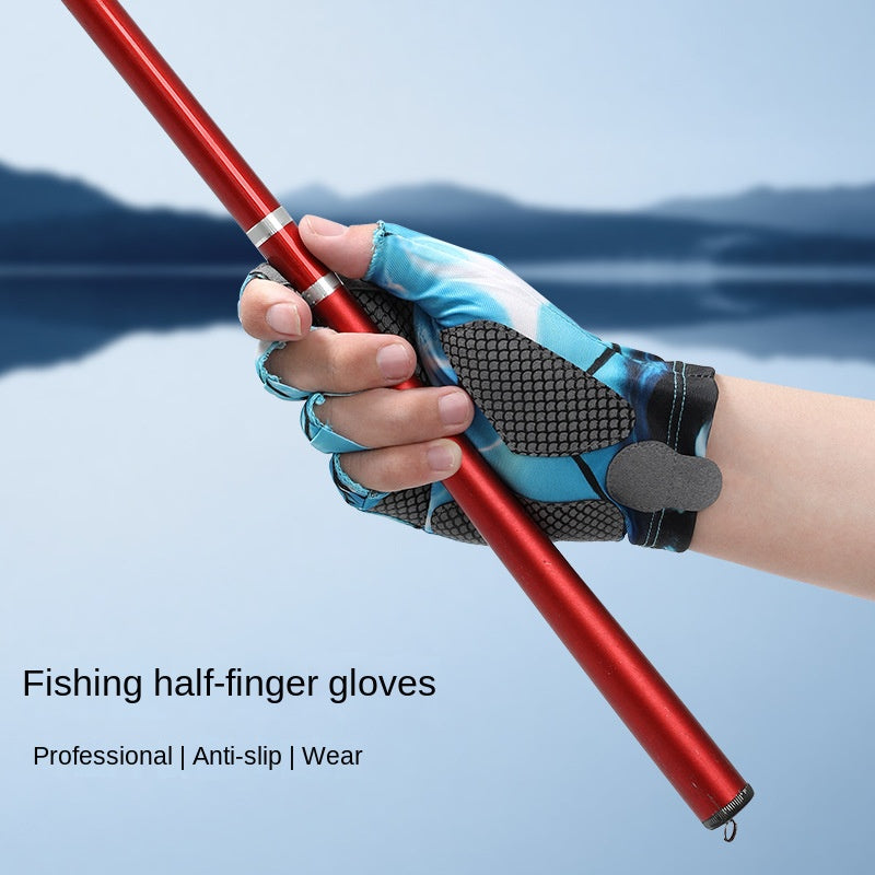 Fishing Half Finger Road Gloves Sweat Absorbent and Breathable Anti-slip and Anti Stab