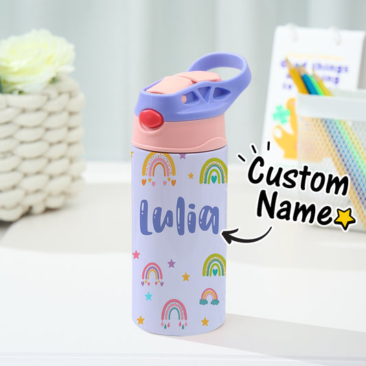 Custom Name Rainbow Stainless Steel Water Cup Children's Day Gift for Kids