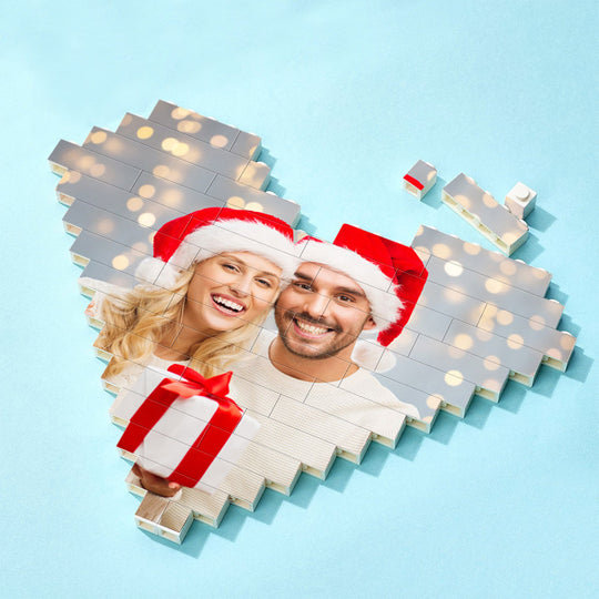 Personalized Heart Photo Brick Puzzle – Christmas Keepsake