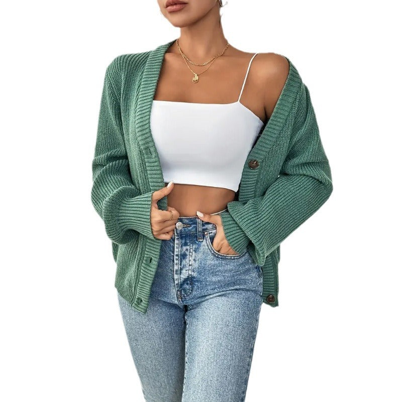 Knit Cardigan V-Neck Sweater