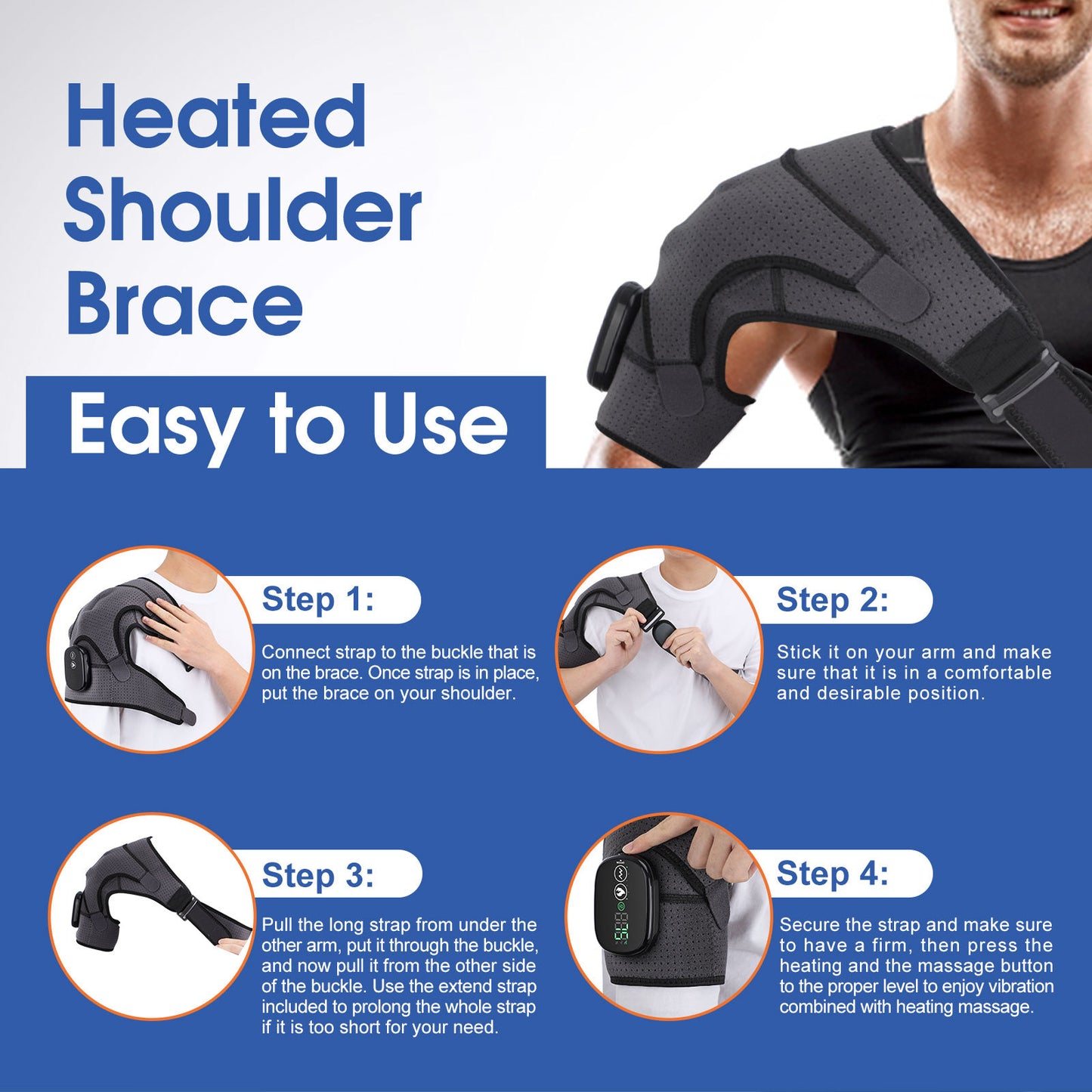 Smart Heated Shoulder Massager with Vibration