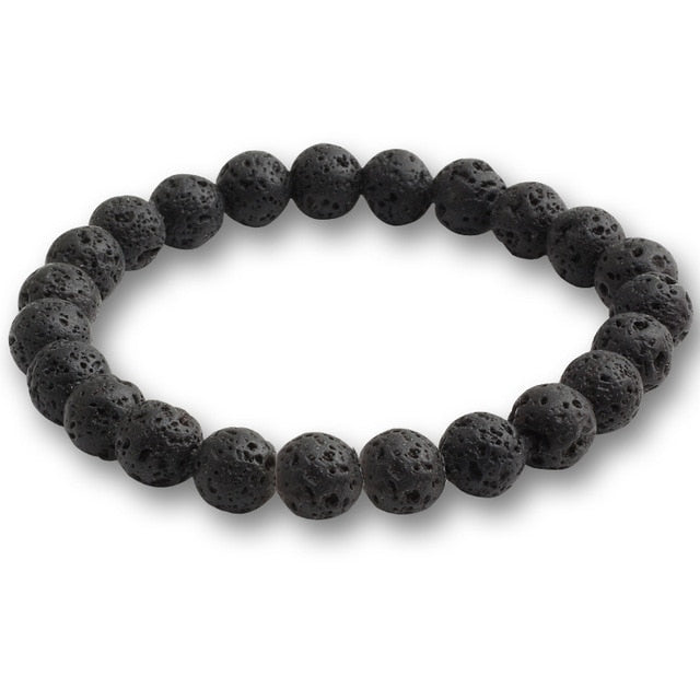 Black Lava Natural Stone Beads Bracelets for Men and Women