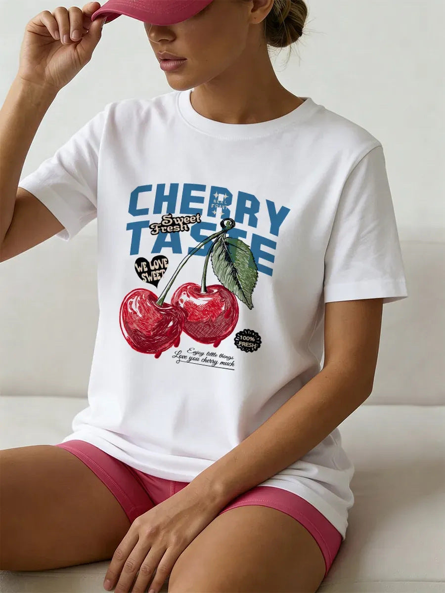 Cherry Letter Printed Tee