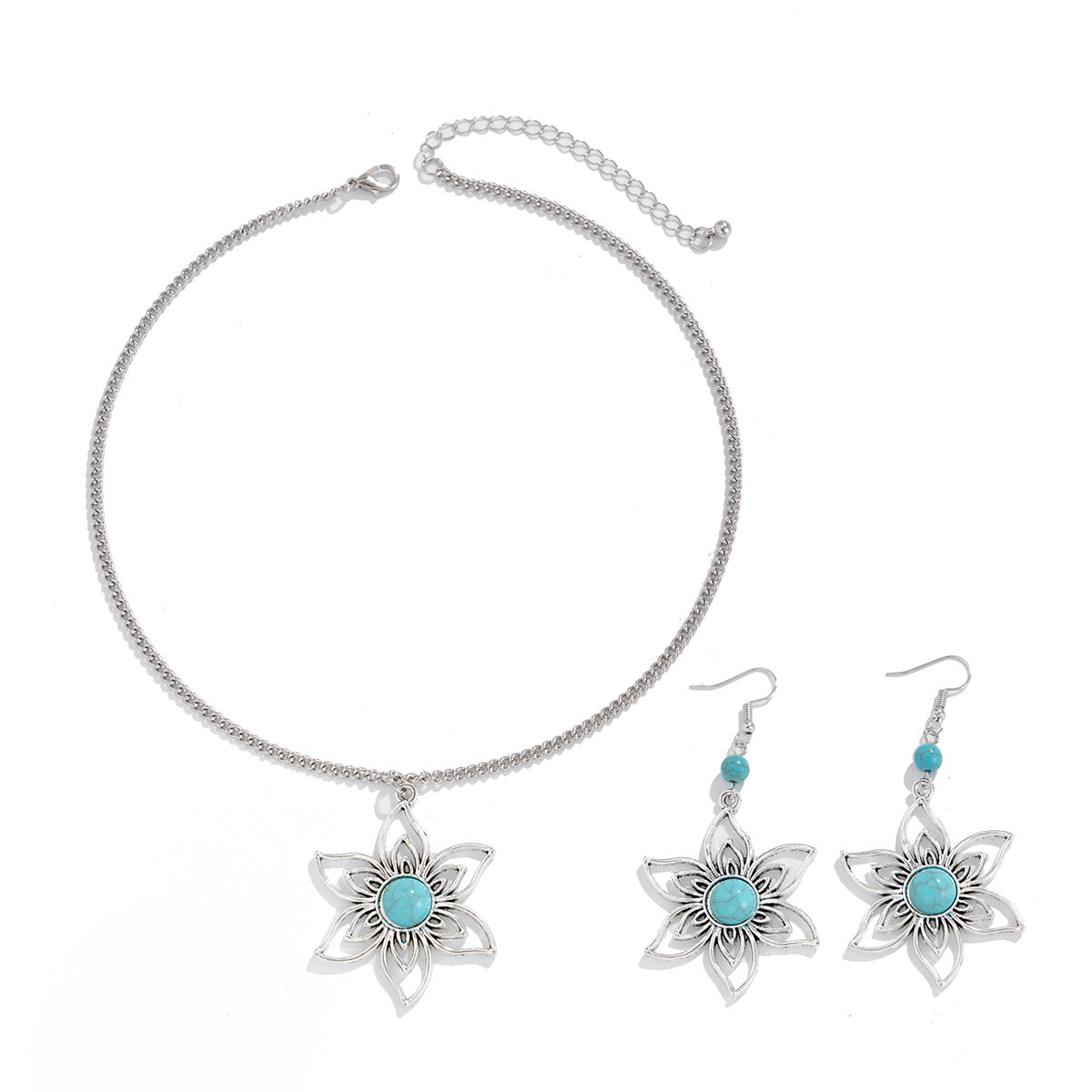 Natural Stone Coconut Tree Necklace and Earing