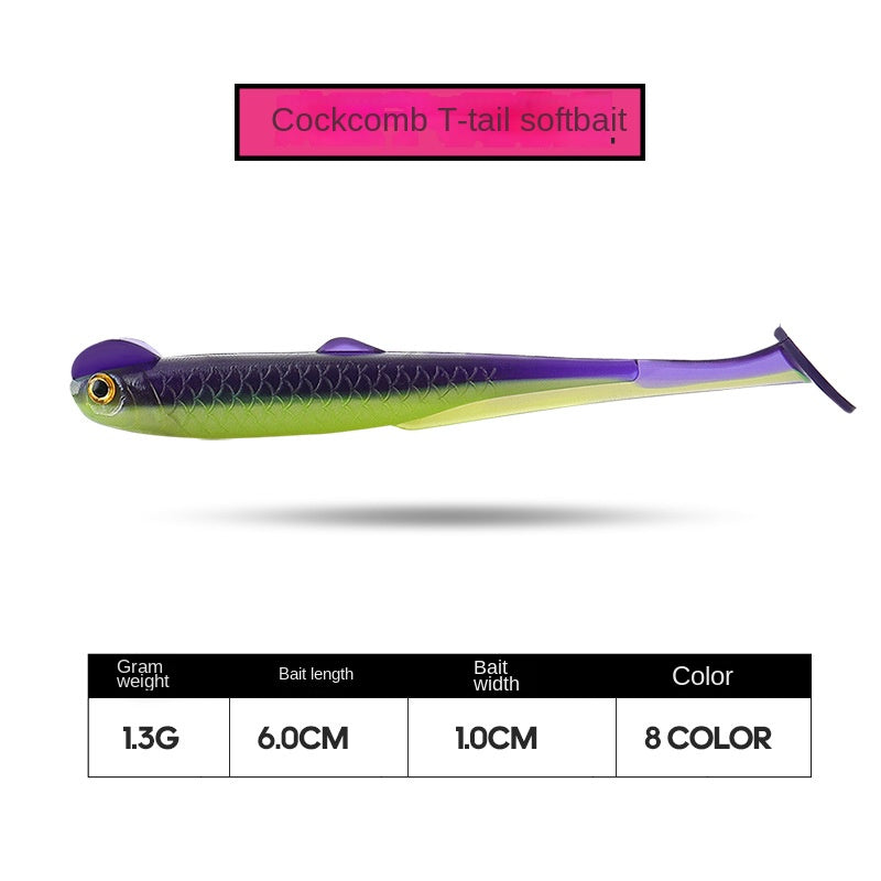 Artificial Bait Rooster Tail Soft Bait 6cm 1.3g Dual-Color Soft Fish