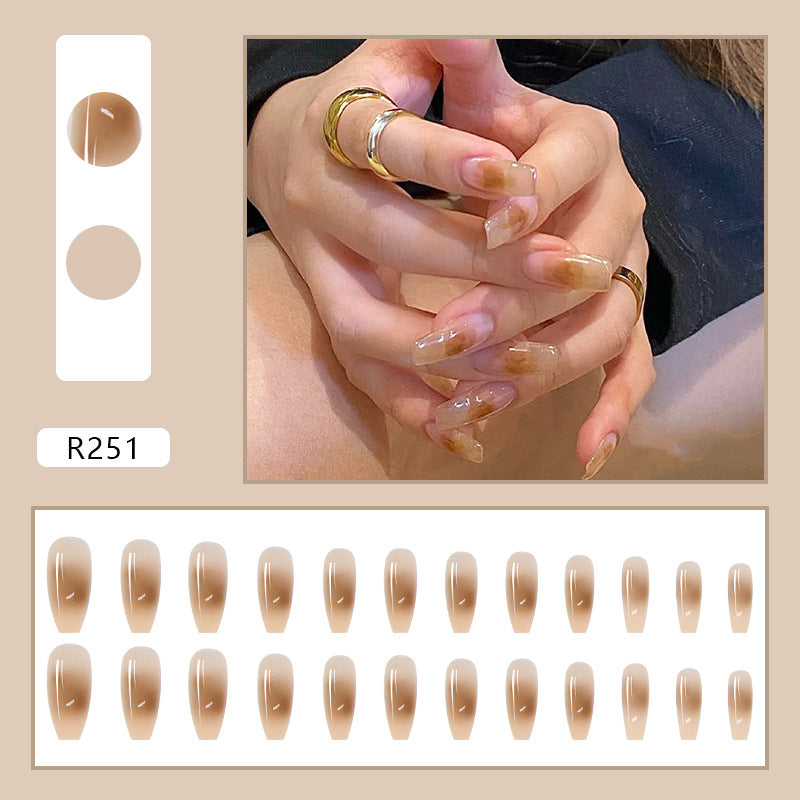 Smudged Fake Nails Removable Manicure