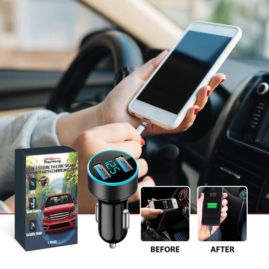 2-In-1 Car Signal Jammer With Charging Pod, Car Dual USB Interface Mobile Phone Multi-Function Charger
