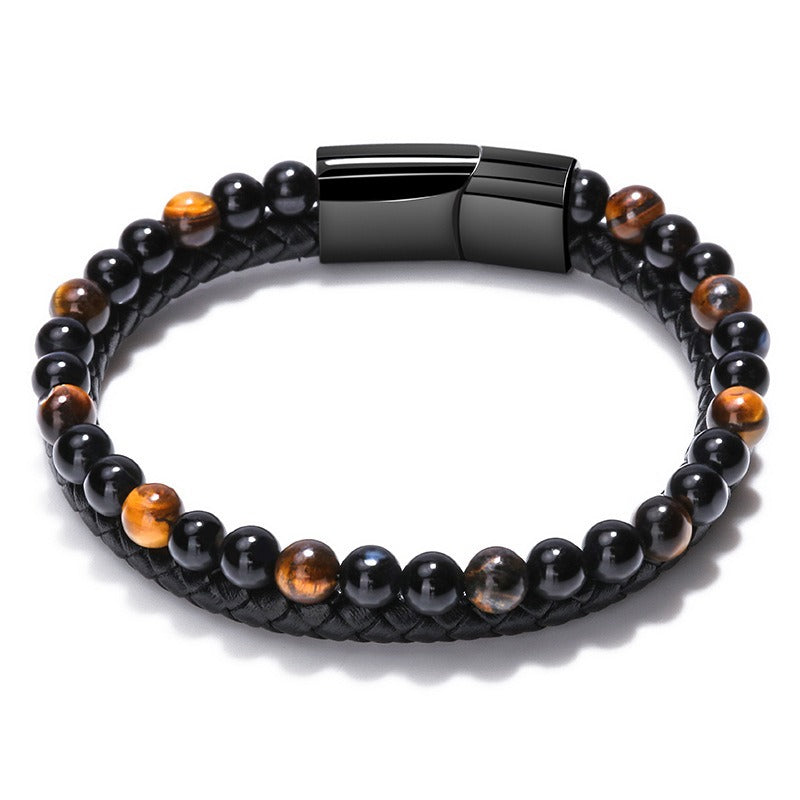 Natural Stone Tiger Eye Beaded Bracelet for Men