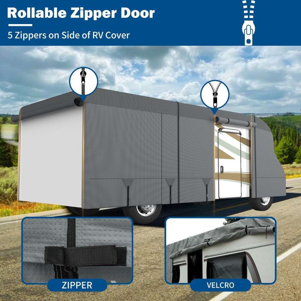 Umbrauto RV Cover Class C Upgraded 7 Layers Anti-UV Top Panel Motorhome Cover，Gray