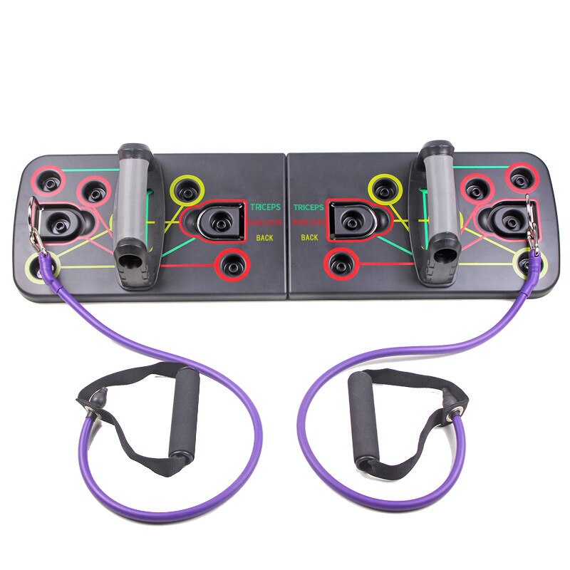 9-in-1 Color-Coded Push Up Board with Resistance Bands