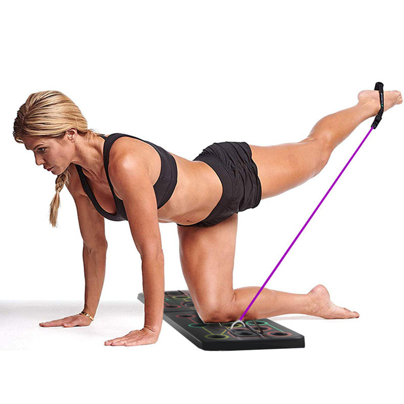 9-in-1 Color-Coded Push Up Board with Resistance Bands