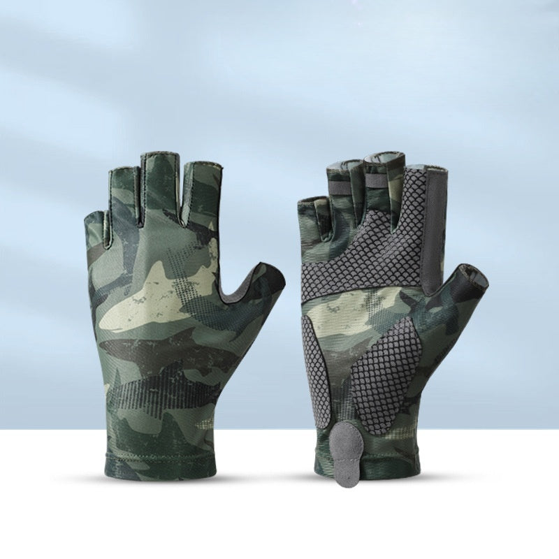 Fishing Half Finger Road Gloves Sweat Absorbent and Breathable Anti-slip and Anti Stab