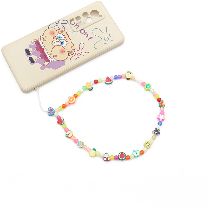 Mobile Phone Chain Color Mix And Match Fruit Smiley Beaded Letters