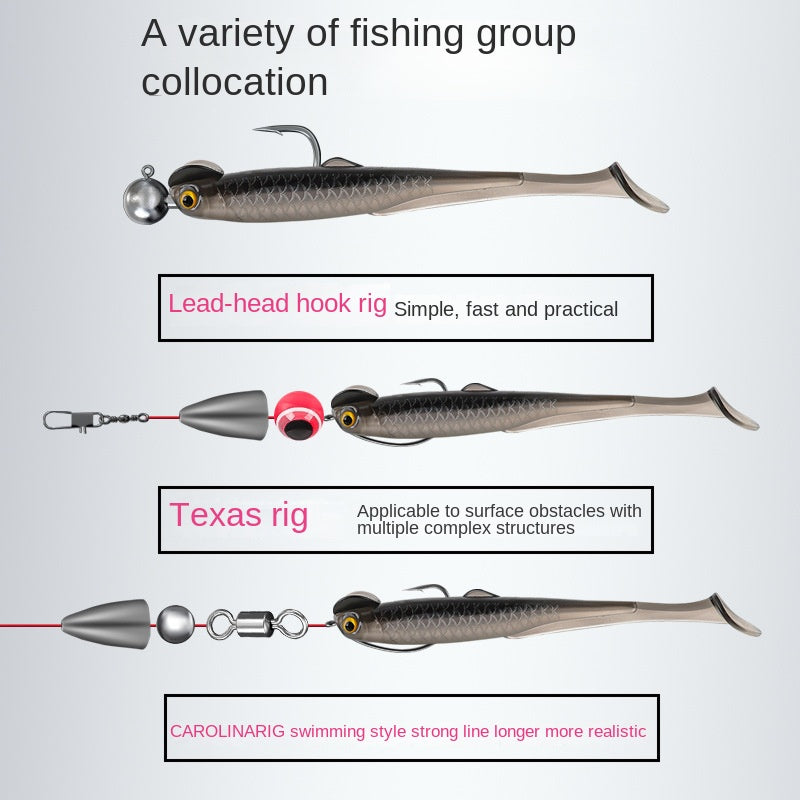 Artificial Bait Rooster Tail Soft Bait 6cm 1.3g Dual-Color Soft Fish