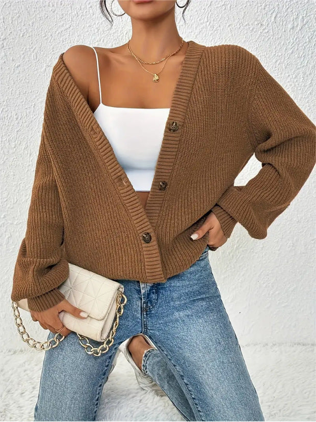 Knit Cardigan V-Neck Sweater