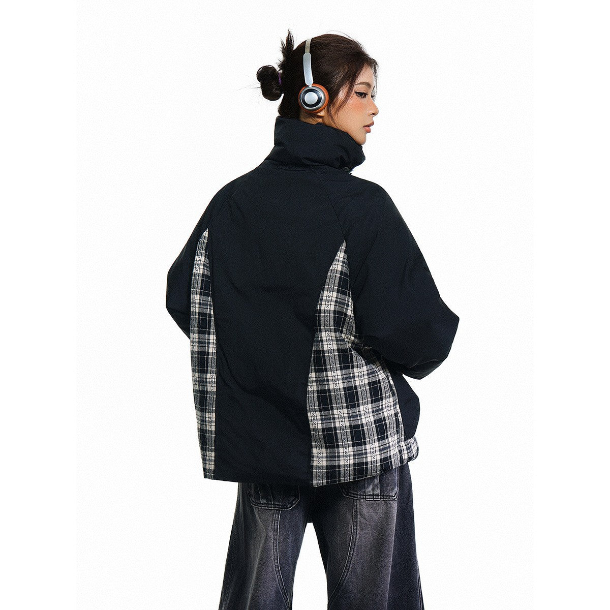 Patchwork Plaid Design Winter Jacket