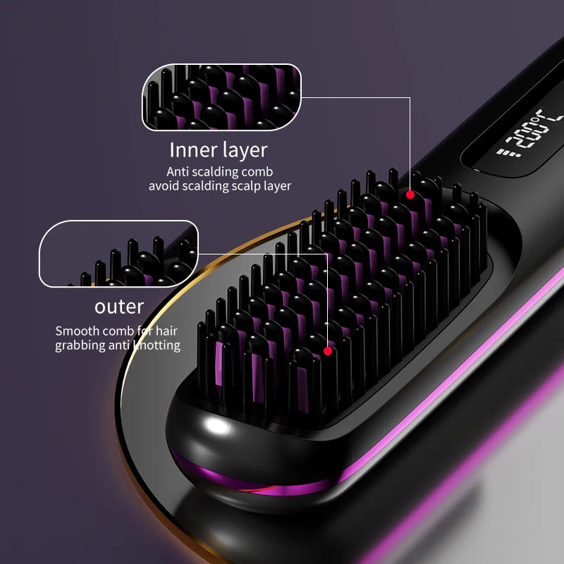 Home or Travel Wireless & Rechargeable Straightener, Digital Adjustable Styling Tool
