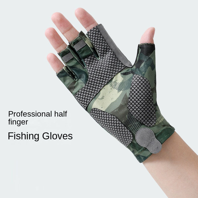 Fishing Half Finger Road Gloves Sweat Absorbent and Breathable Anti-slip and Anti Stab