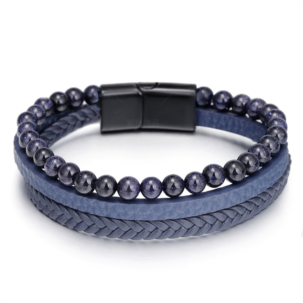 Hand Braided Leather Natural Tiger Eye Bracelet