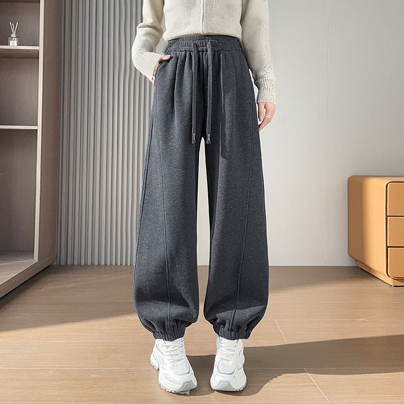 Sports Sweatpants High Waist Slimming Cuffed