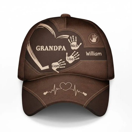 Grandpa Dad Kids Handprints - Personalized Classic Cap