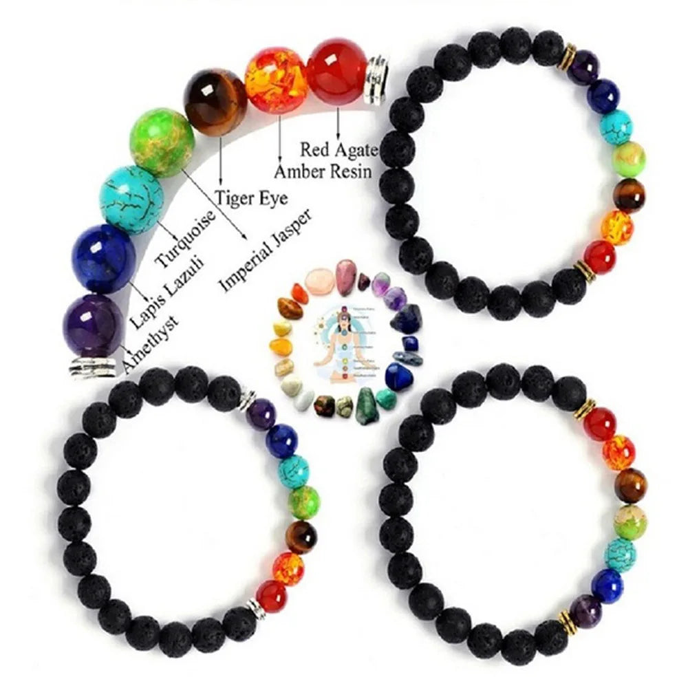 7 Chakra Natural Stone Healing Beads for Men and Women