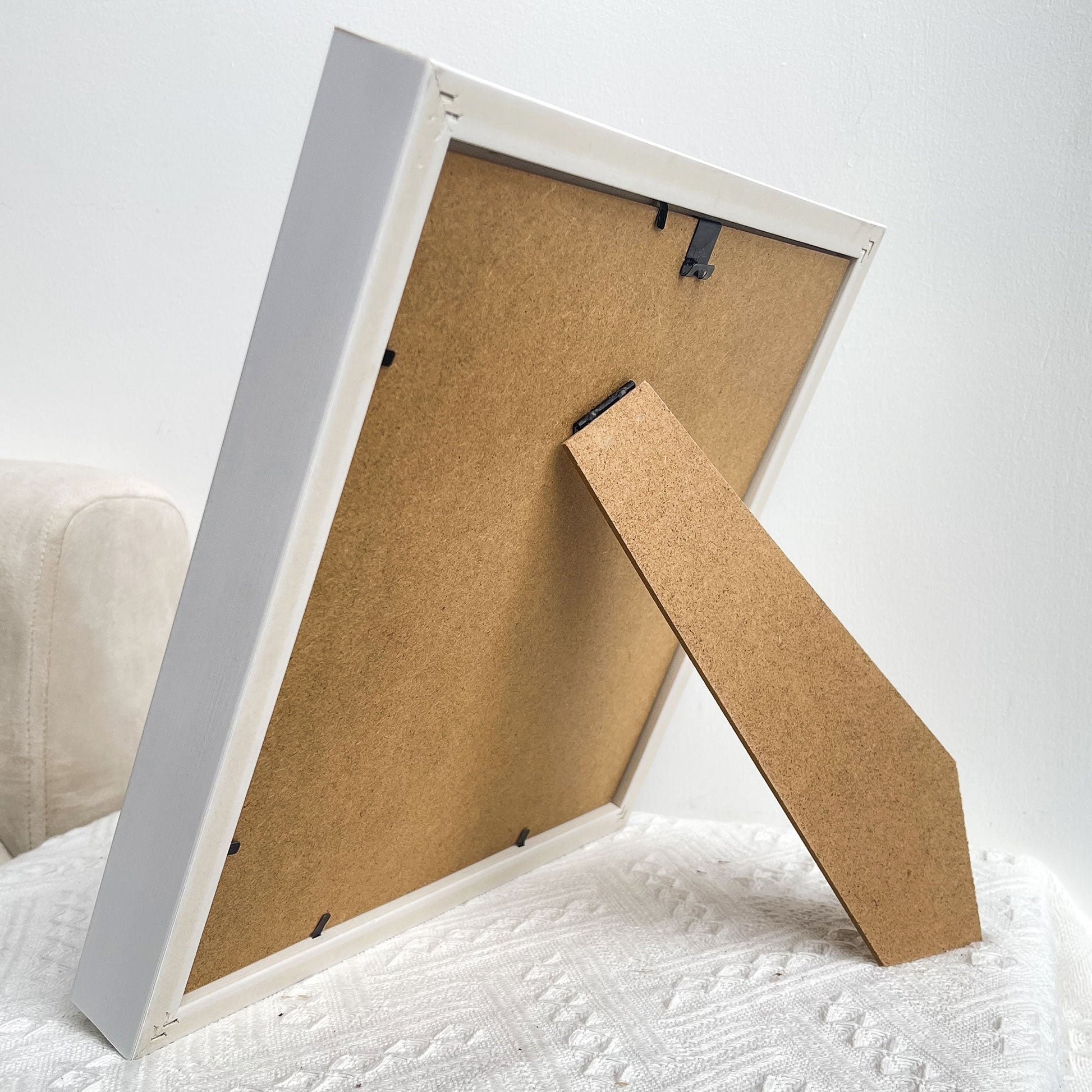 White MDF Mom Flower Shadow Box back view with stand. Perfect Mother's Day gift for Mom.