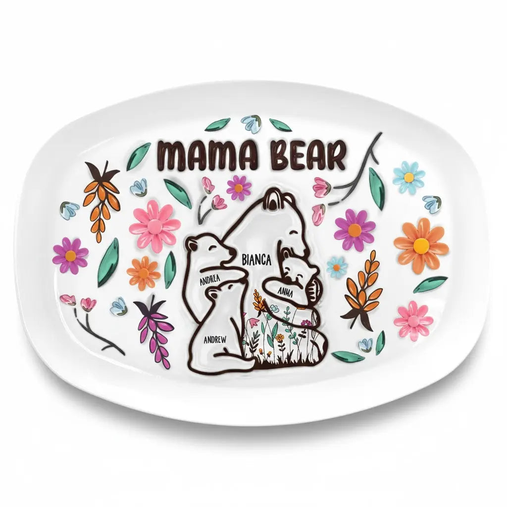 Mama Bear Floral – Personalized 3D Printed Plate