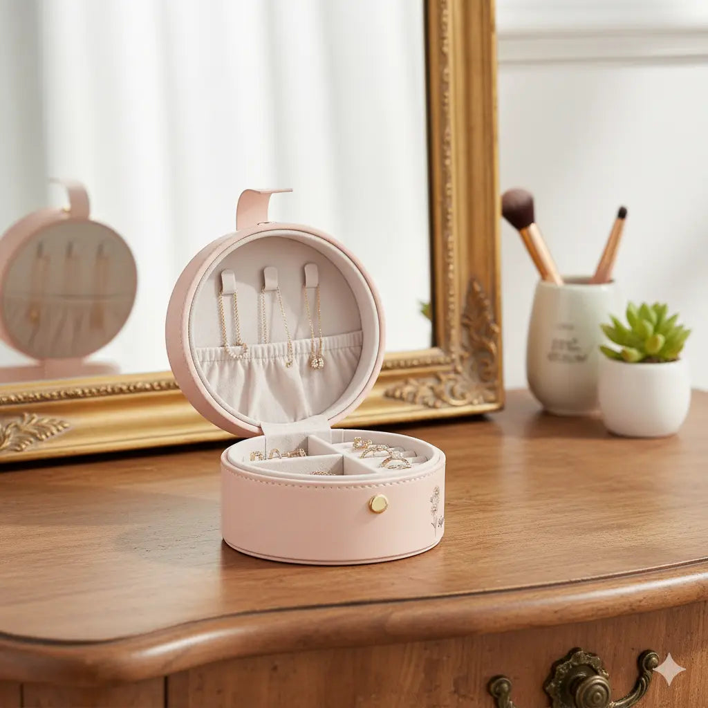 Personalized Birth Flower Jewelry Box With Name