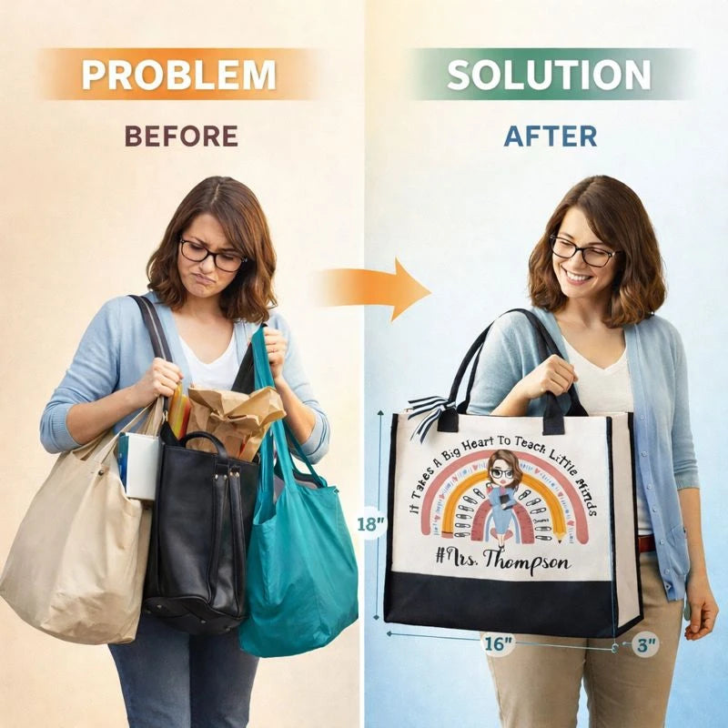 Personalized Canvas Tote Bag - Teacher's Life