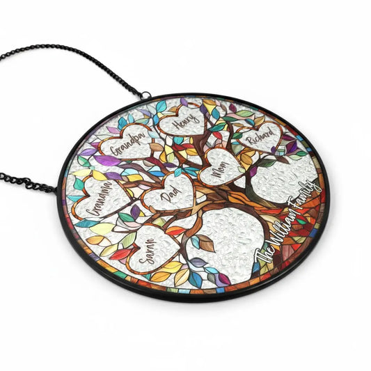 Personalized Family Tree of Life Stained Glass Suncatcher