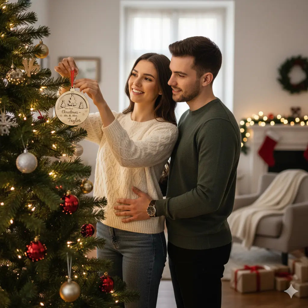 Personalized Our First Christmas Ornament Christmas Gift for Newlyweds
