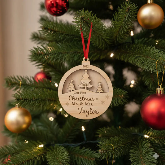 Personalized Our First Christmas Ornament Christmas Gift for Newlyweds