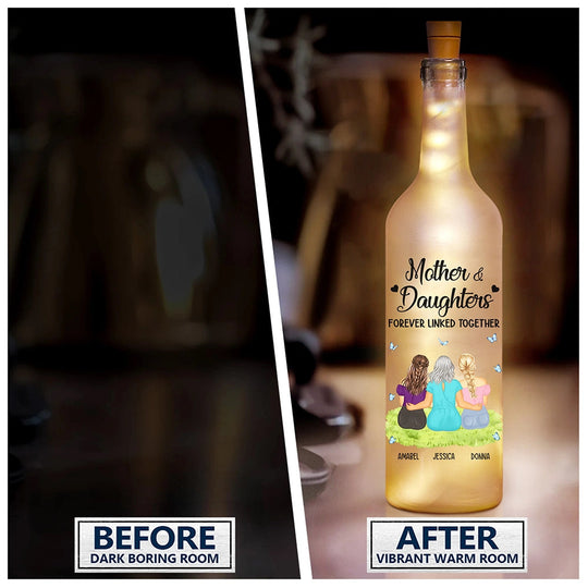 Mother & Daughter Forever Linked Together - Personalized Bottle Light