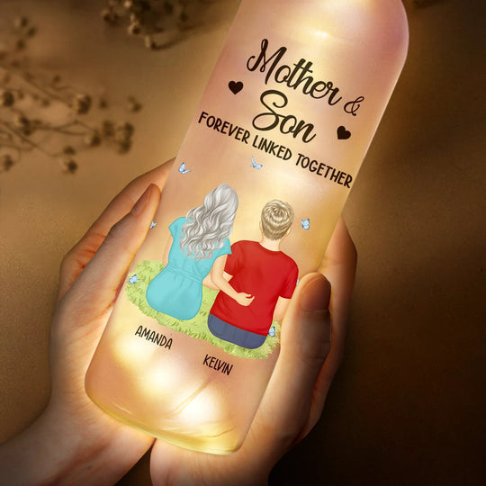 Mother & Son Forever Linked Together - Personalized Bottle Light