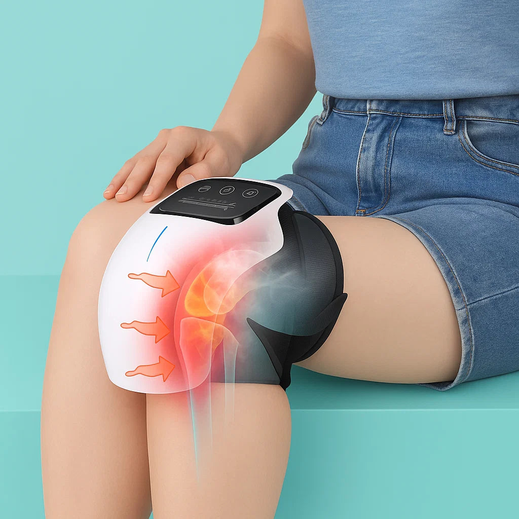 Rechargeable Heated Knee Massager with Vibration And LED Touch Control