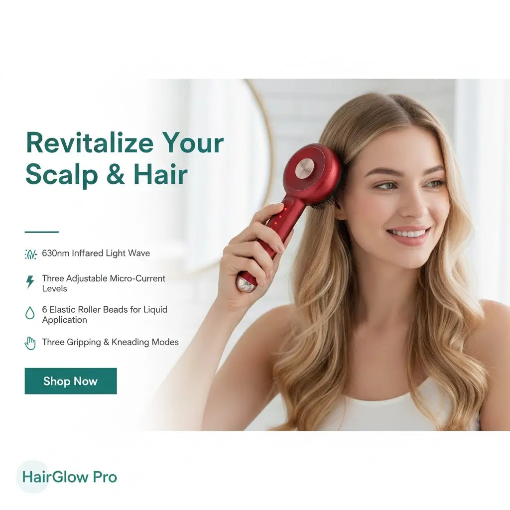 Rechargeable Scalp Massage Comb with Red Light And Microcurrent Therapy