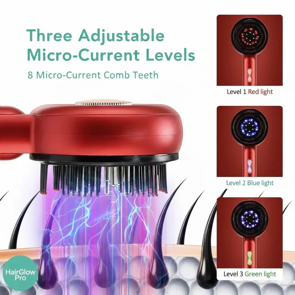 Rechargeable Scalp Massage Comb with Red Light And Microcurrent Therapy