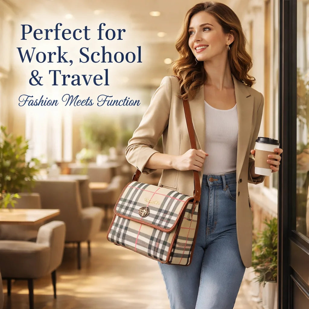 Personalized Waterproof Canvas Shoulder Bag – Tartan BB