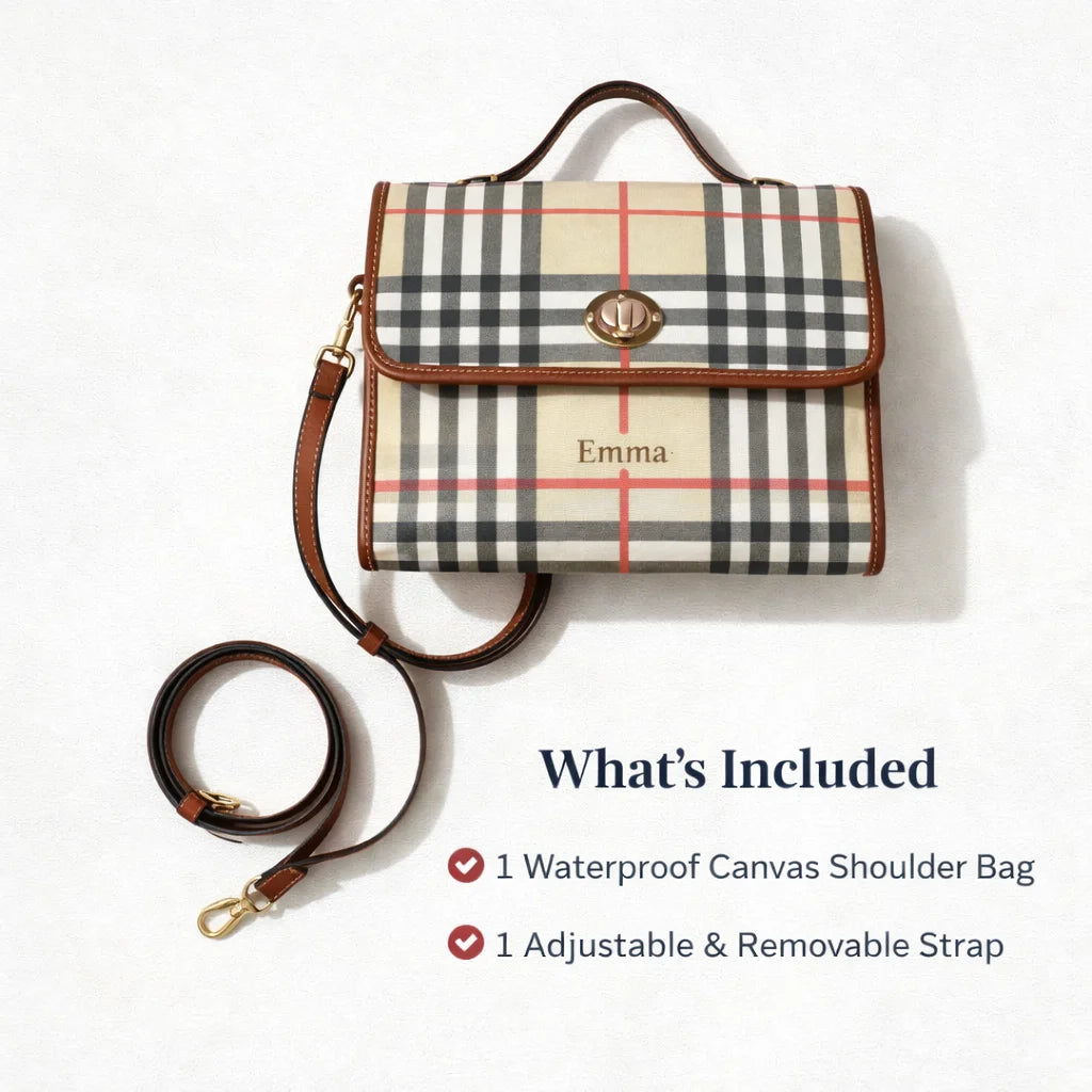 Personalized Waterproof Canvas Shoulder Bag – Tartan BB