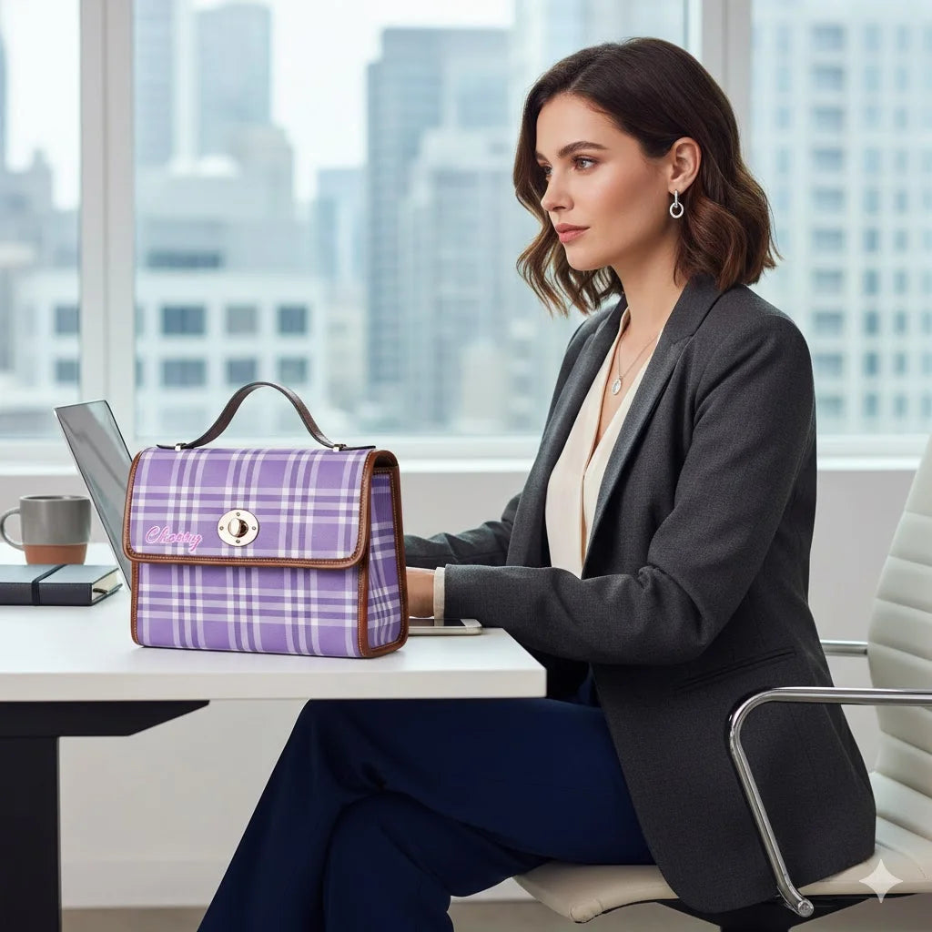 Personalized Waterproof Canvas Shoulder Bag – Light Purple