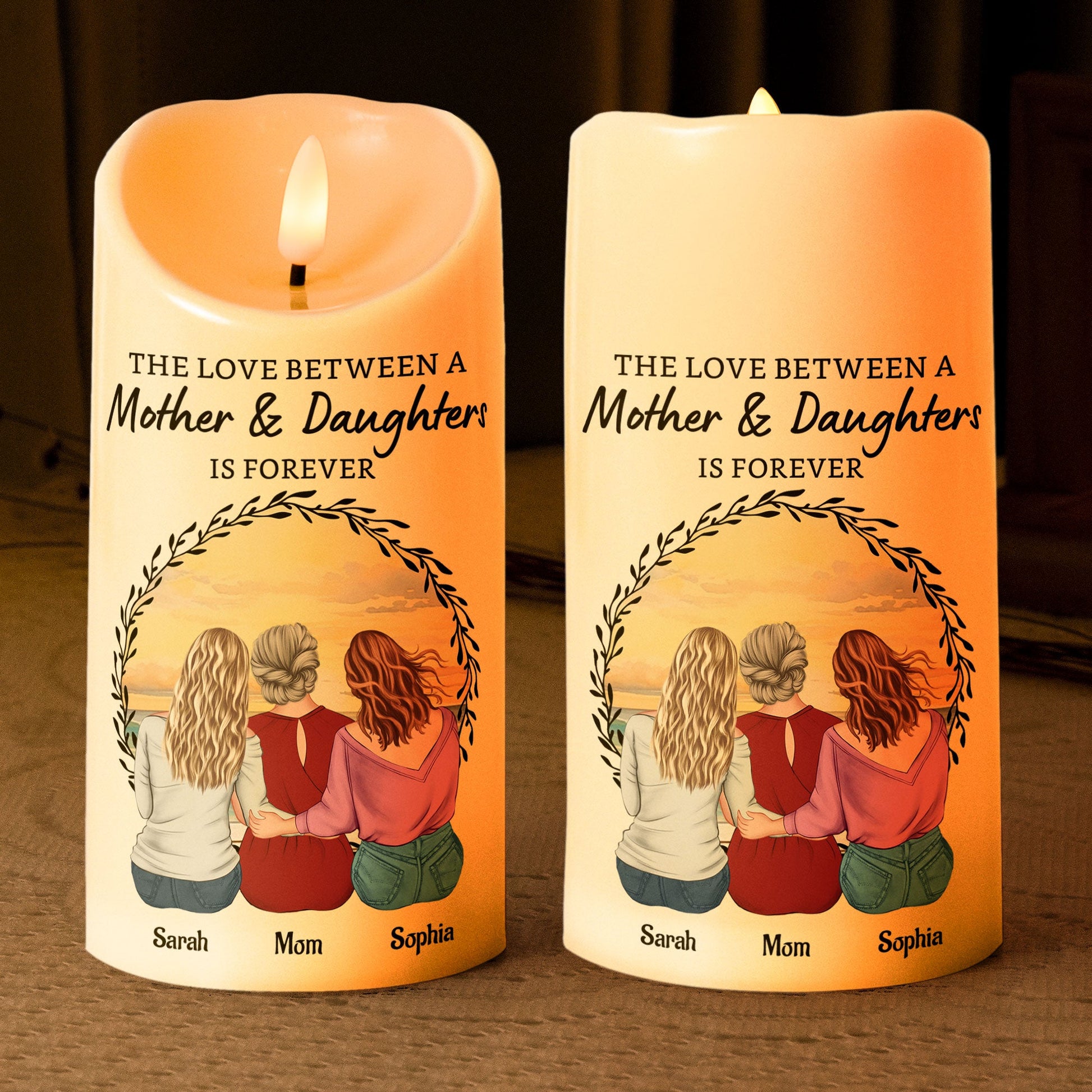 Personalized LED candle for mother and daughter, warm glow, heartfelt message, Christmas gift, Mother's Day keepsake