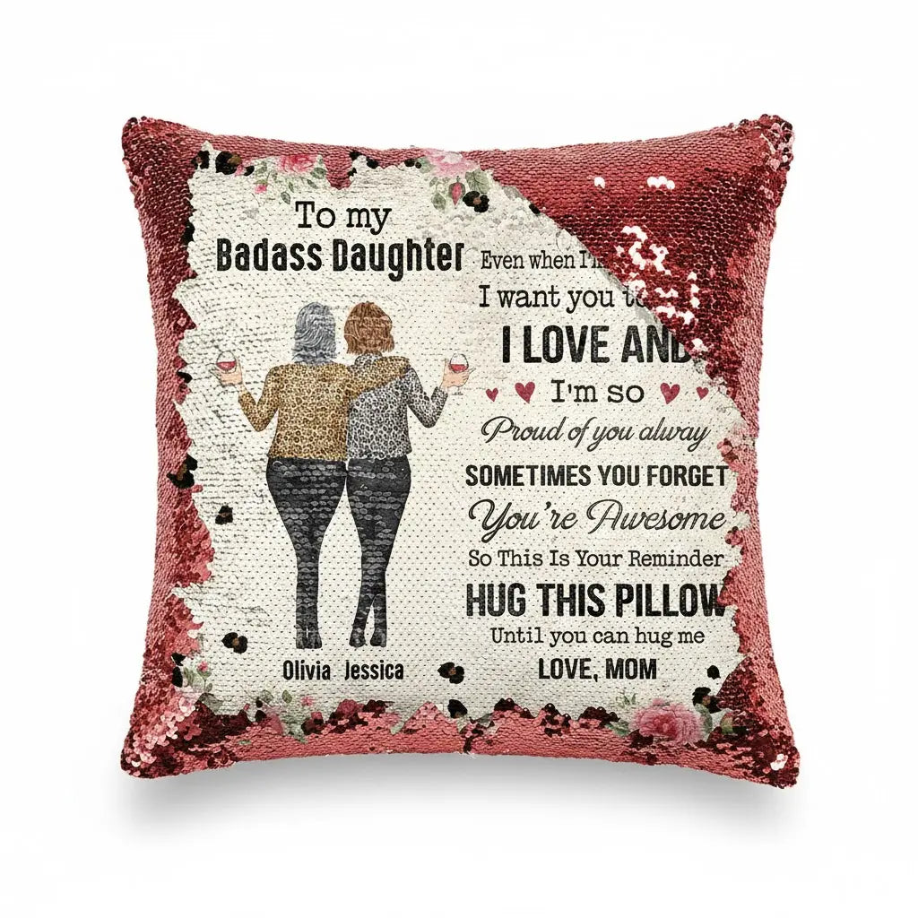 To My Daughter – Hug This Pillow Sequin Pillow