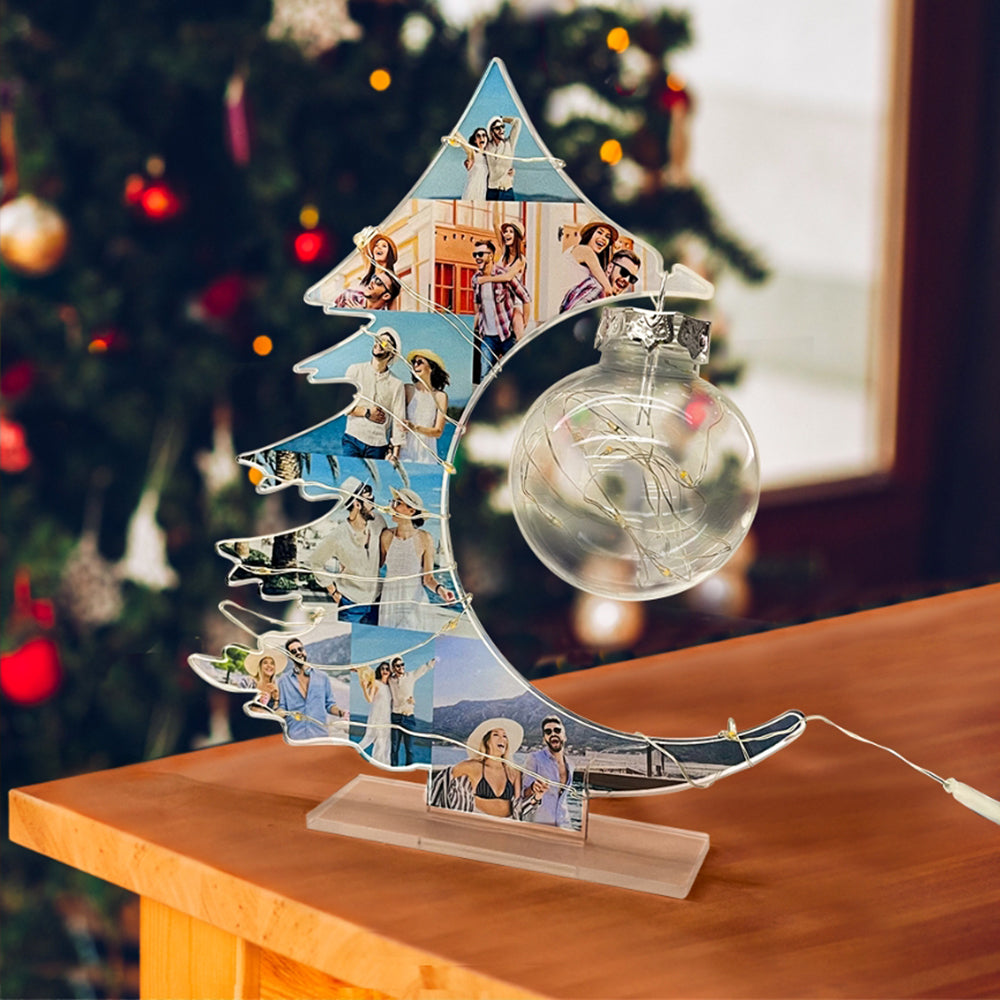 Custom photo Christmas tree night light, a personalized home decor gift