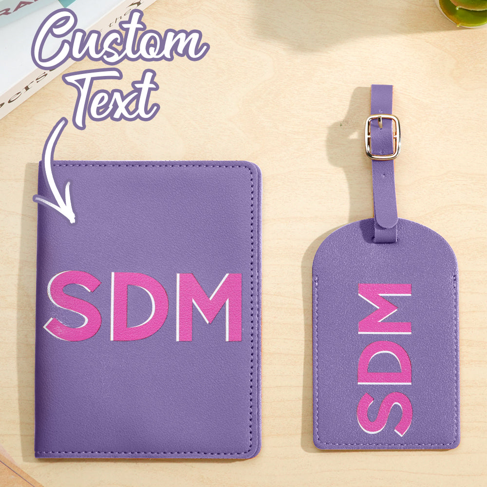 Personalized Shadow Monogram Passport Holder And Luggage Tag Set