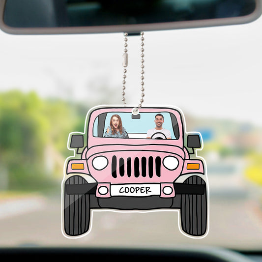 Pink Off Road Car Photo Hanging Ornament - Personalized Car Decoration
