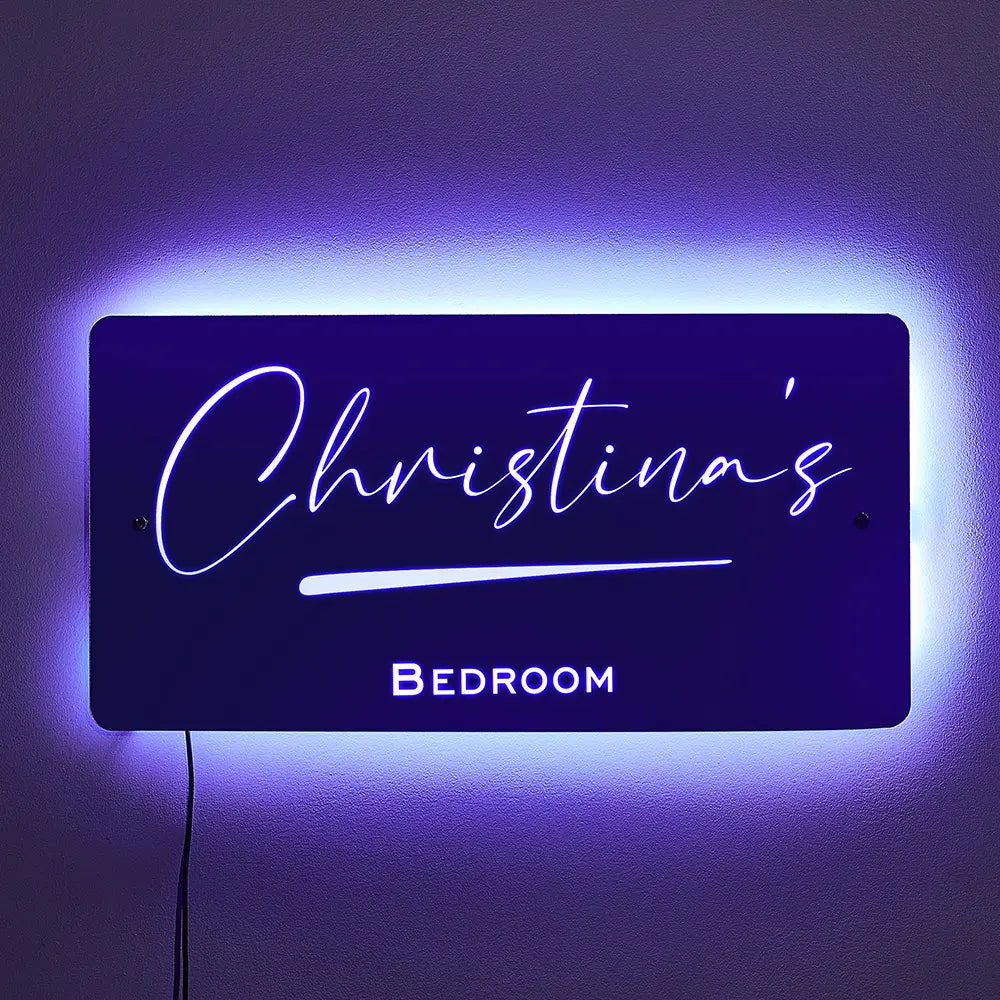 Personalised LED Name Mirror with Christina's name, perfect bedroom decor