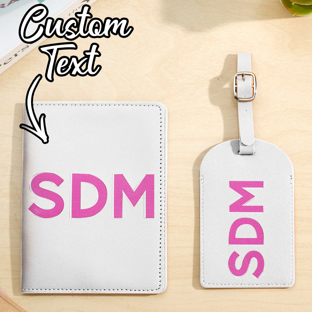 Personalized Shadow Monogram Passport Holder And Luggage Tag Set
