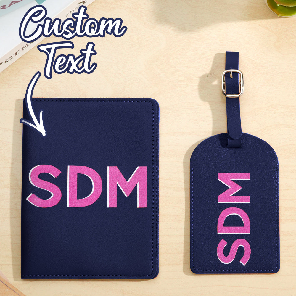 Personalized Shadow Monogram Passport Holder And Luggage Tag Set